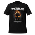 Black graphic band tee with fiery skull front print