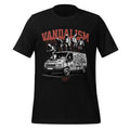 Black graphic tee with large front illustration and red VANDALISM text