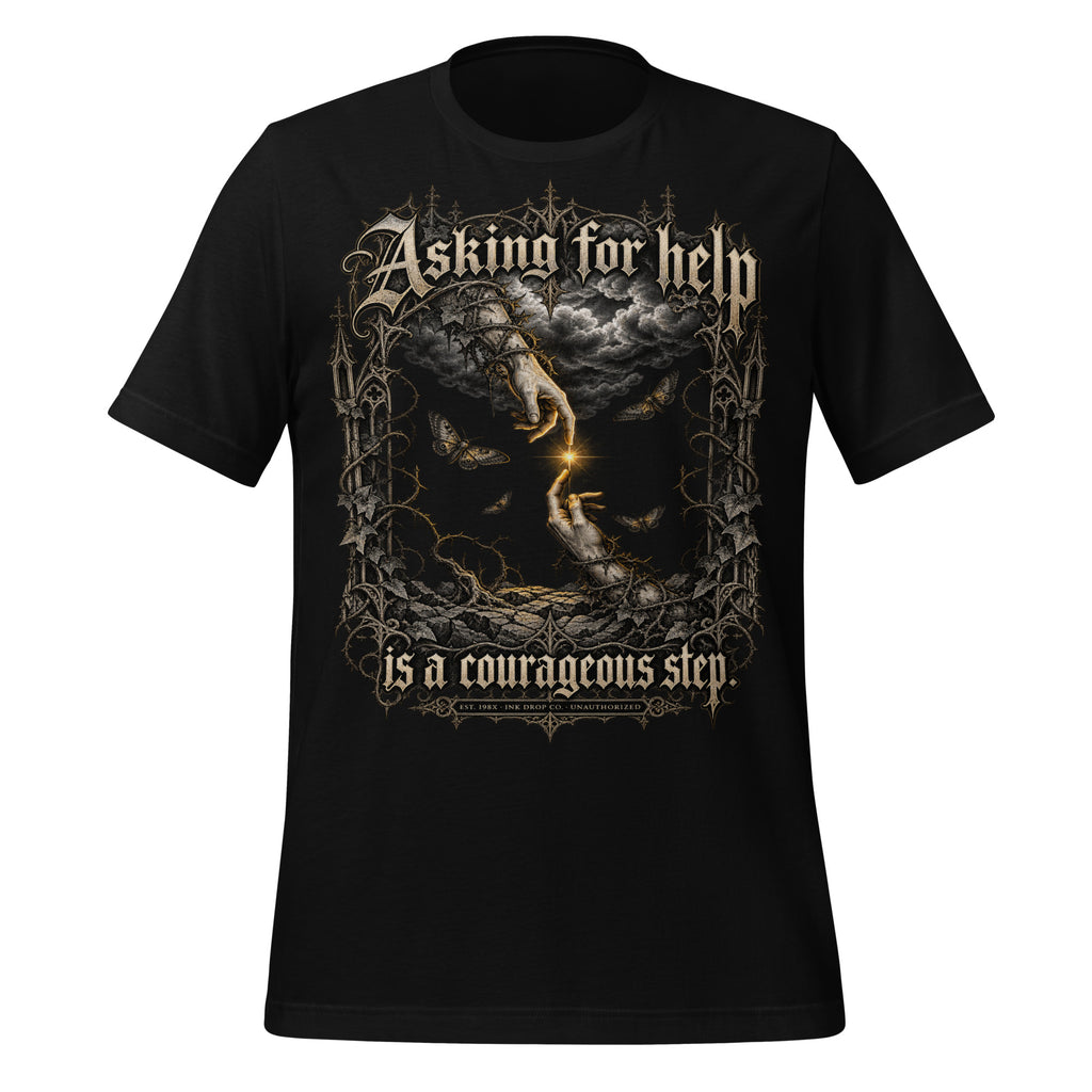 Black unisex graphic tee front view with full fantasy wolf rider design