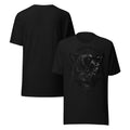 Men's panther ink splatter T-shirt, black, front/back with large panther print