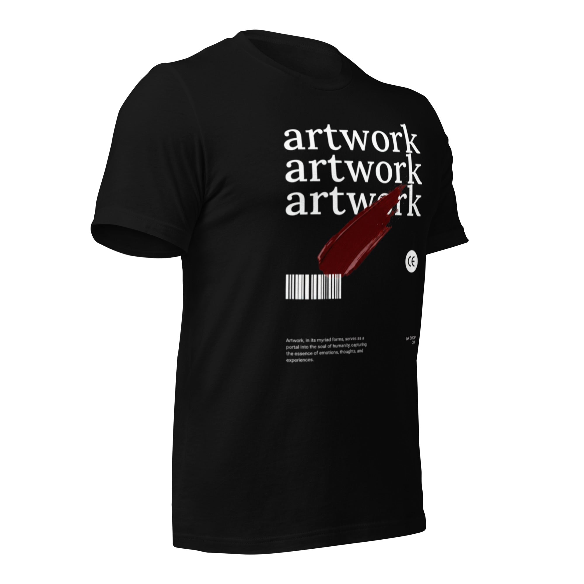 Women's graphic T-shirt, black, front print with red slash and white text