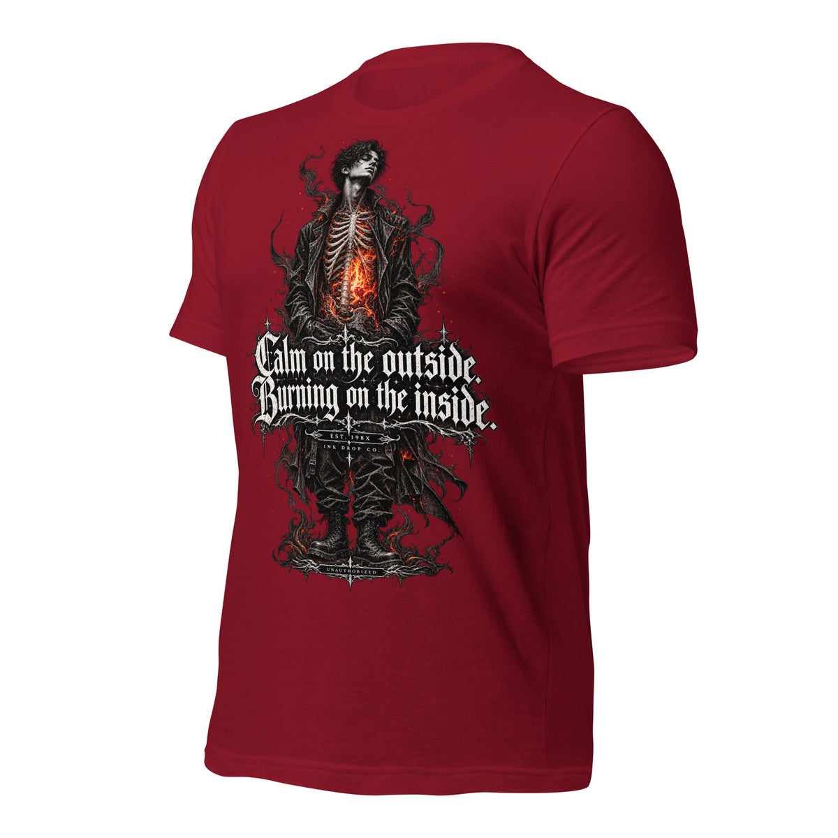 Anxiety women's graphic tee, cardinal red with back graphic print and text