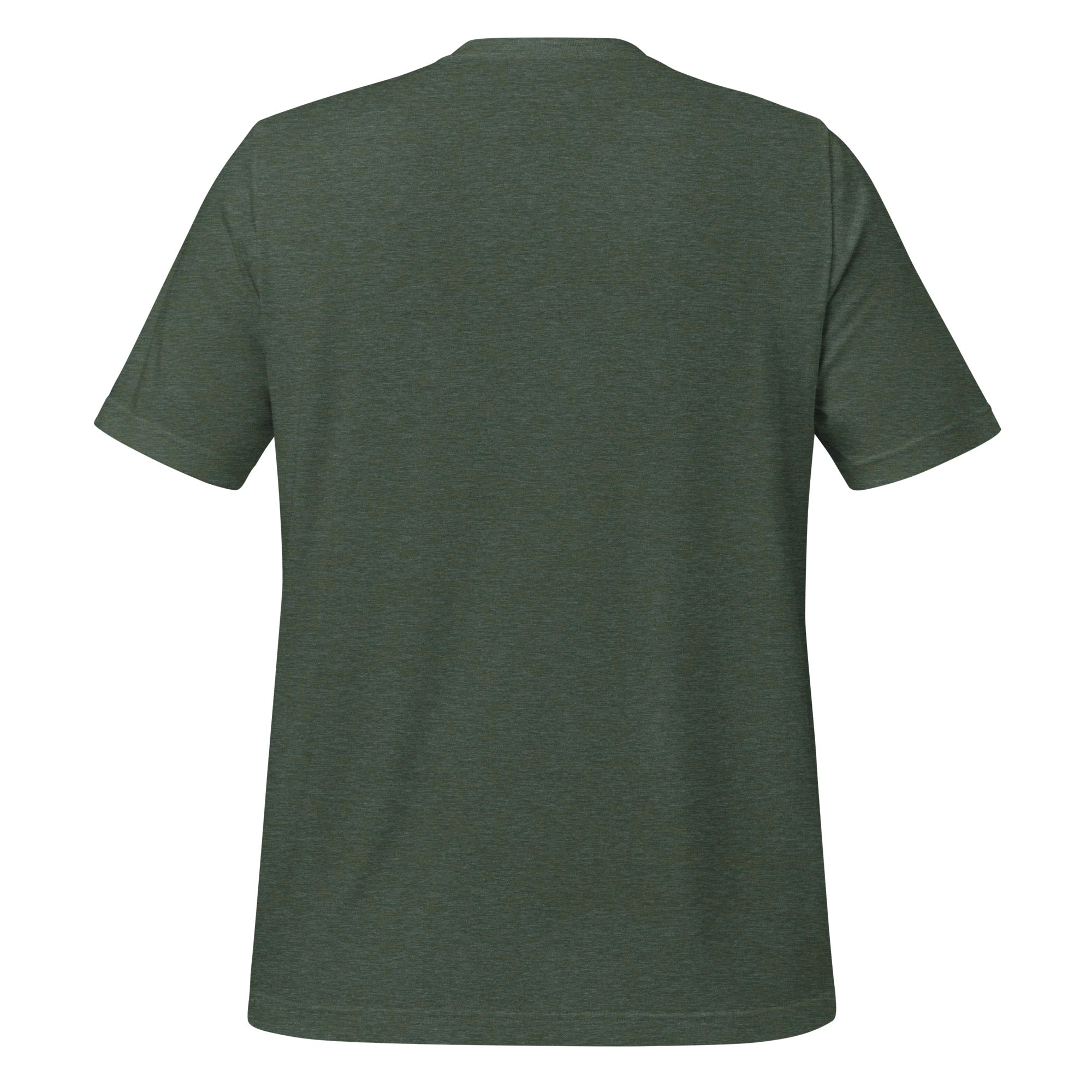 Heather forest unisex graphic t-shirt, plain back, crew neck.