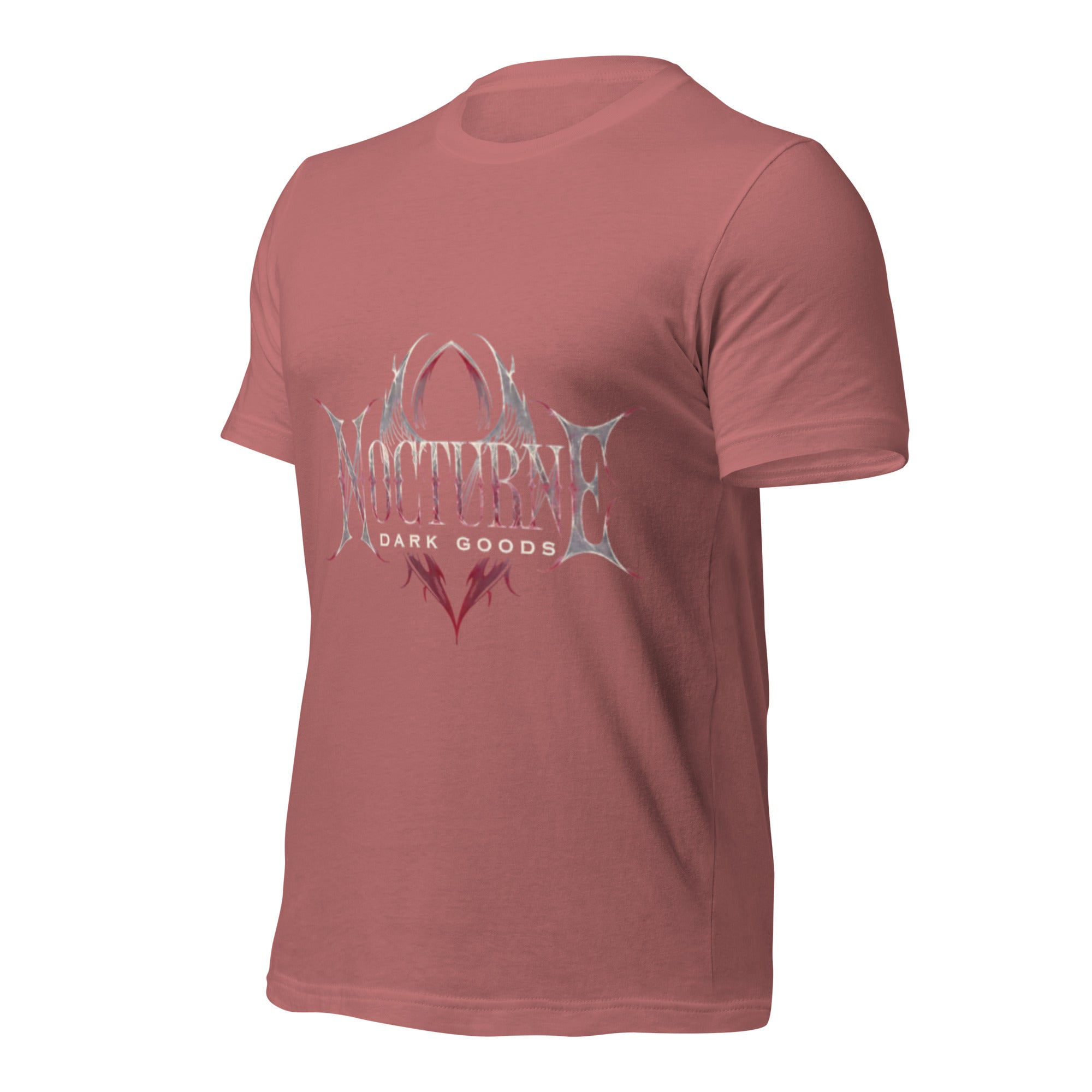 Mauve unisex graphic T-shirt with large front "Nocturnal Dark Goods" print