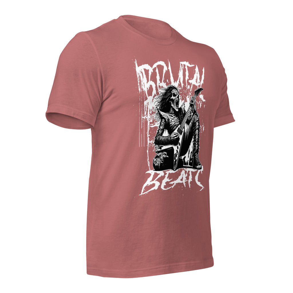 Rose/mauve unisex graphic T-shirt with front rock musician print