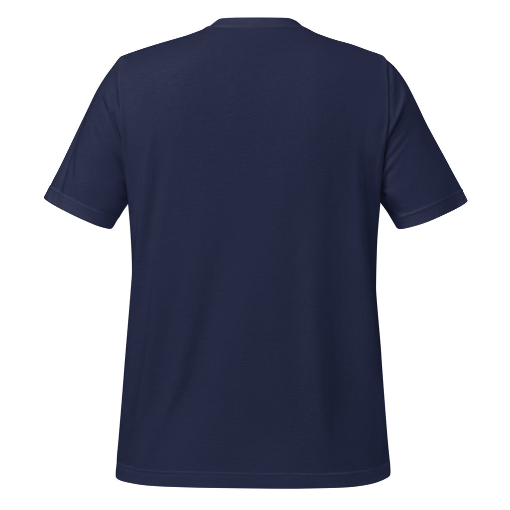 Metal head graphic tee in navy, back view