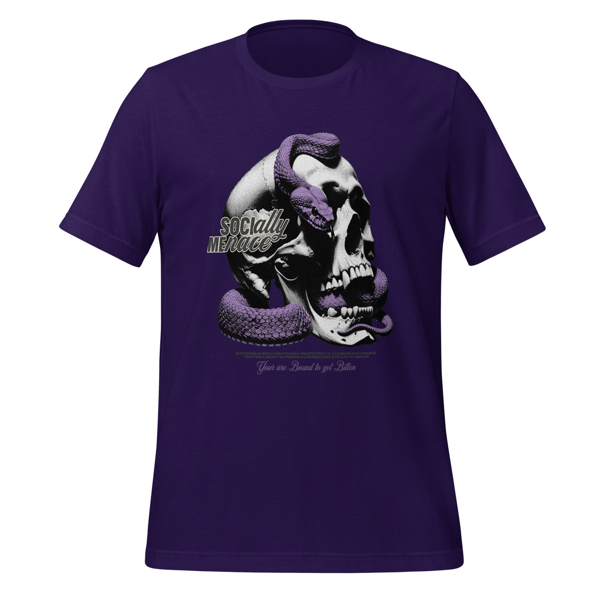 Team Purple men’s graphic crew-neck T-shirt with purple skull face print