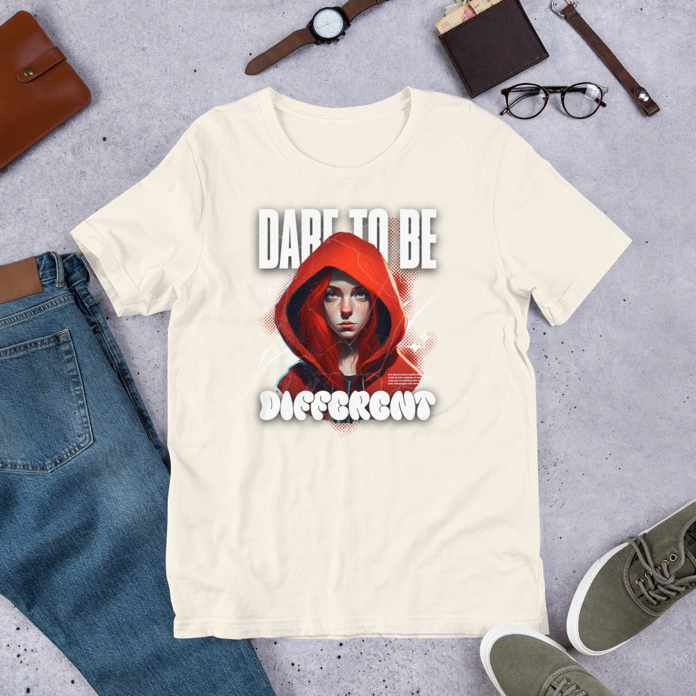Vintage white graphic tee with hooded woman print, crew neck, short sleeves