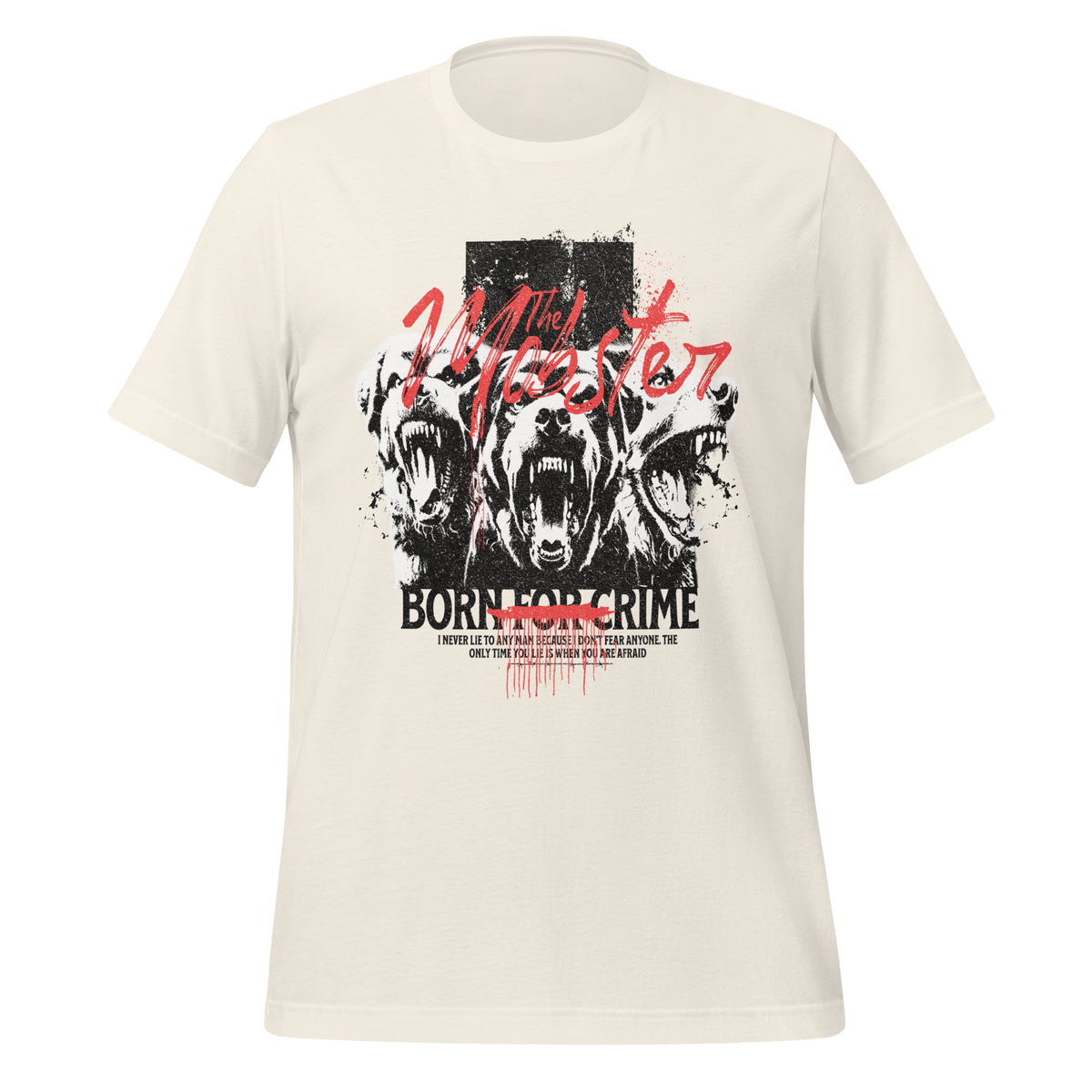 Vintage white crew-neck tee with skull face graphic and red accents